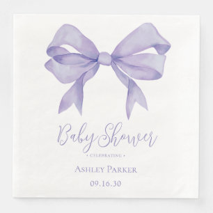 Purple Bow Girl Baby Shower Paper Dinner Napkins