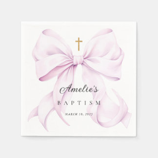 Purple Bow Girl Baptism Napkins