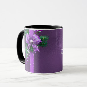 Purple Bow Holiday Mug