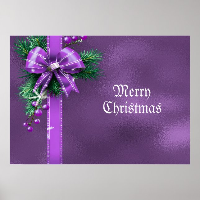 Purple Bow Holiday Poster (Front)