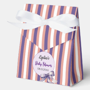 Purple Bow Lines Modern Baby Shower Favor Boxes