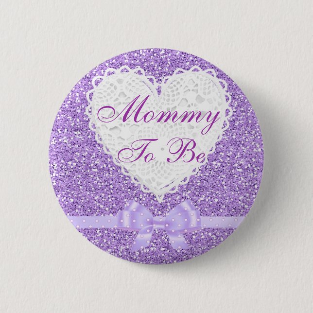 Purple Bow Mommy to be Baby Shower Button (Front)