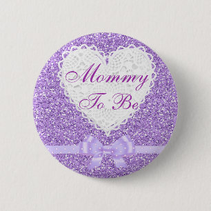 Purple Bow Mommy to be Baby Shower Button