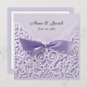 Purple Bow On Lace Wedding Vow Renewal Invitation