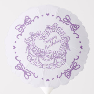 Purple Bow Retro Heart Coquette Cake Birthday Balloon