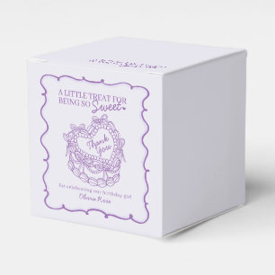 Purple Bow Retro Heart Coquette Cake Birthday Favor Boxes