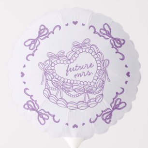 Purple Bow Retro Heart Coquette Cake Bridal Shower Balloon