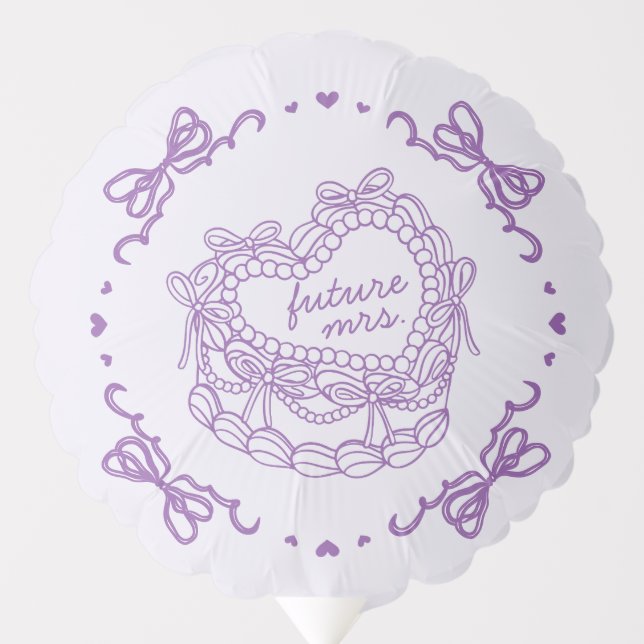 Purple Bow Retro Heart Coquette Cake Bridal Shower Balloon (Front)