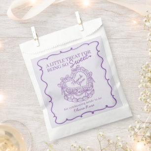 Purple Bow Retro Heart Coquette Cake Bridal Shower Favor Bag