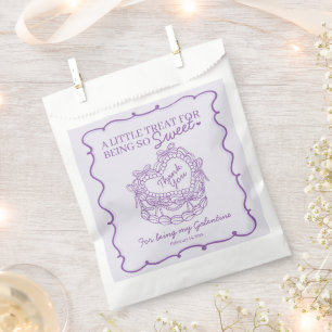 Purple Bow Retro Heart Coquette Cake Galentines Favor Bag