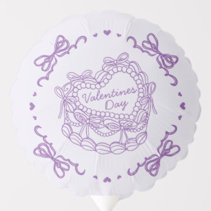Purple Bow Retro Heart Coquette Cake Valentines Balloon