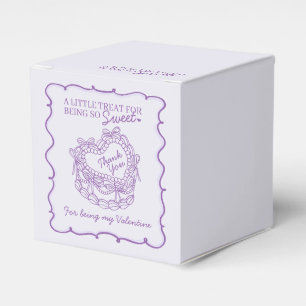 Purple Bow Retro Heart Coquette Cake Valentines Favor Boxes