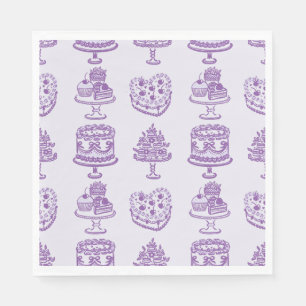 Purple Bow Retro Heart Coquette Cake Valentines Napkins