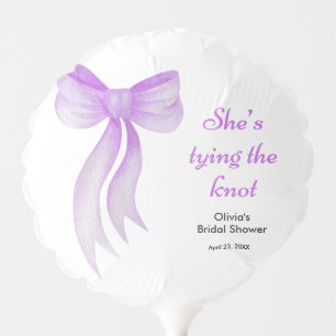 Purple Bow She's Tying the Knot Bridal Shower  Balloon