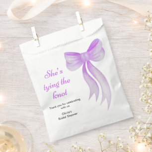 Purple Bow She's Tying the Knot Bridal Shower   Favor Bag