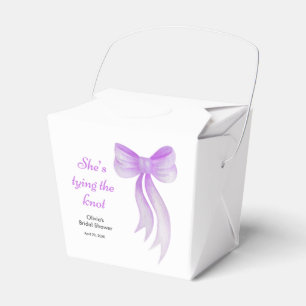 Purple Bow She's Tying the Knot Bridal Shower  Favor Boxes