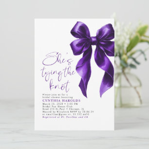Purple Bow She's Tying the Knot Bridal Shower Invitation