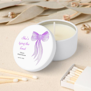 Purple Bow She's Tying the Knot Bridal Shower   Mini Candle Favors