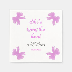 Purple Bow She's Tying The Knot Bridal Shower Napkins