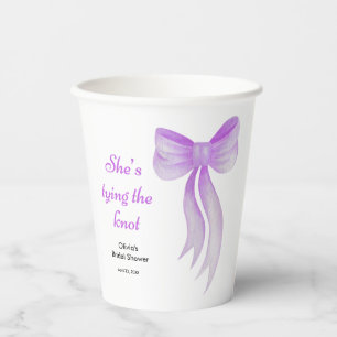 Purple Bow She's Tying the Knot Bridal Shower  Paper Cups