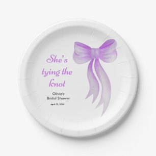 Purple Bow She's Tying the Knot Bridal Shower  Paper Plates