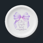 Purple Bow She's Tying the Knot Bridal Shower Paper Plates<br><div class="desc">Add a graceful touch to your bridal shower celebration with this She’s Tying the Knot soft purple bow paper plates. Adorned with a delicate light purple ribbon design, these elegant plates blend sophistication with charm — perfect for styling your cocktail hour, dessert table, or dinner setting. Thoughtfully designed to complement...</div>