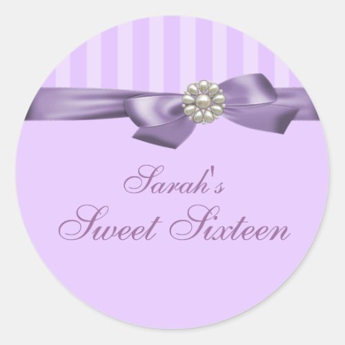 Purple Bow Sweet 16 Envelope Sticker