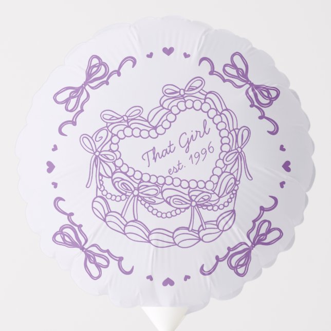Purple Bow That Girl Heart Coquette Cake Birthday Balloon (Front)