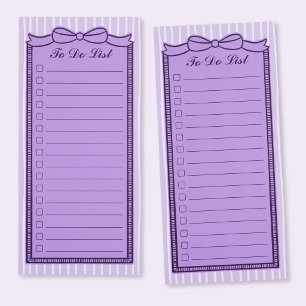 Purple Bow To Do List Checklist Notepad