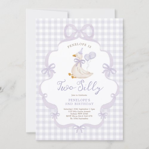 Purple Bow Two Silly Goose 2nd Birthday