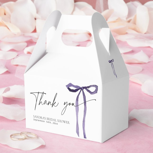 Purple Bow Tying the Knot Bridal Shower Gable Favor Boxes (Wedding)