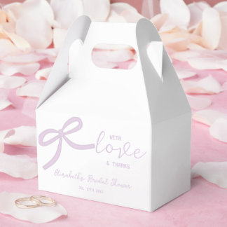 Purple Bow Watercolor Bridal Shower Favor Boxes