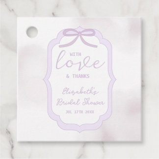 Purple Bow Watercolor Bridal Shower Favor Tags