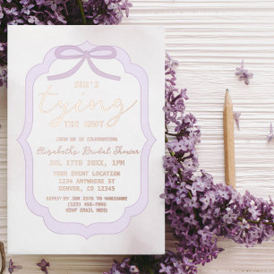 Purple Bow Watercolor Bridal Shower Foil Invitation