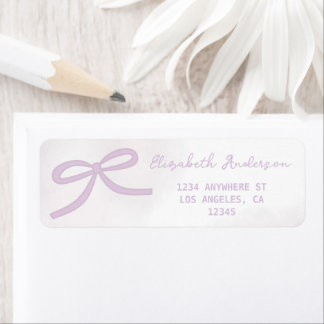 Purple Bow Watercolor Bridal Shower Label