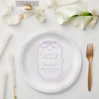 Purple Bow Watercolor Bridal Shower Paper Plates