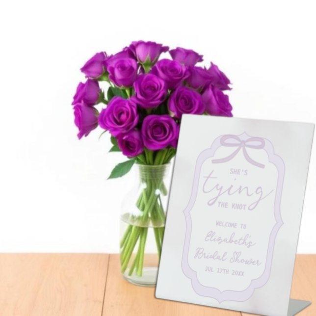 Purple Bow Watercolor Bridal Shower Pedestal Sign (Creator Uploaded)