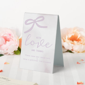 Purple Bow Watercolor Bridal Shower Take a Treat Table Tent