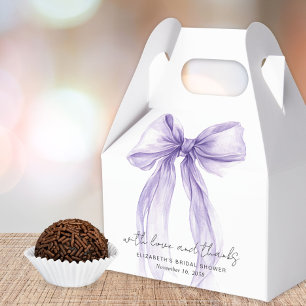 Purple Bow Watercolor Bridal Shower Thank You Favor Boxes