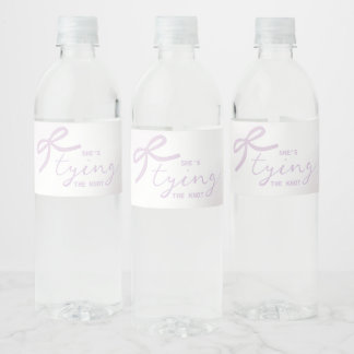 Purple Bow Watercolor Bridal Shower Water Bottle Label