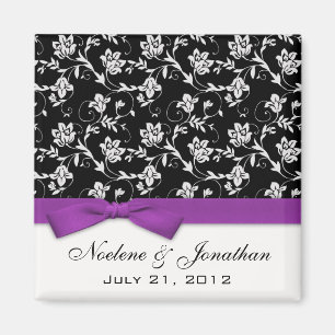 Purple Bow Wedding Flower Magnet