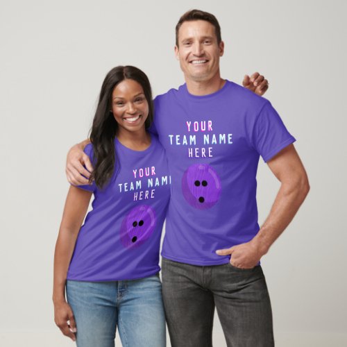 Purple Bowling Ball  Custom Bowling Team Name T_Shirt