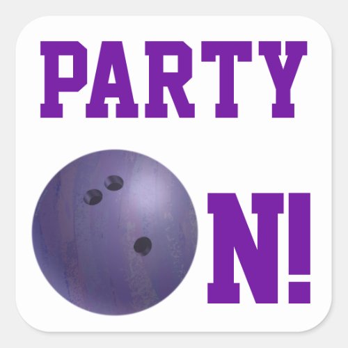 Purple Bowling Ball Party On Sticker