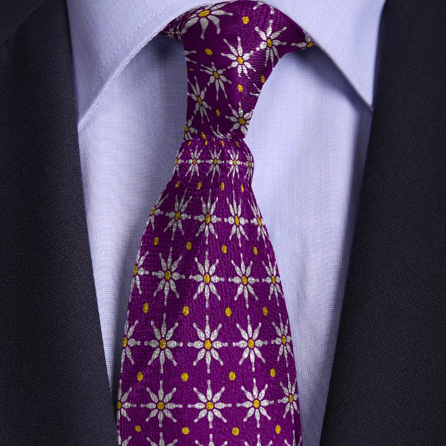 Purple Bowling Pin Flower Pattern Neck Tie (Creator Uploaded)