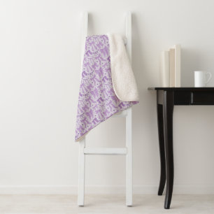 Purple Bows and Hearts Pattern Sherpa Blanket