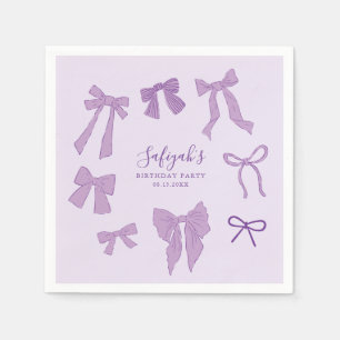 Purple Bows Whimsical Birthday Party Napkins