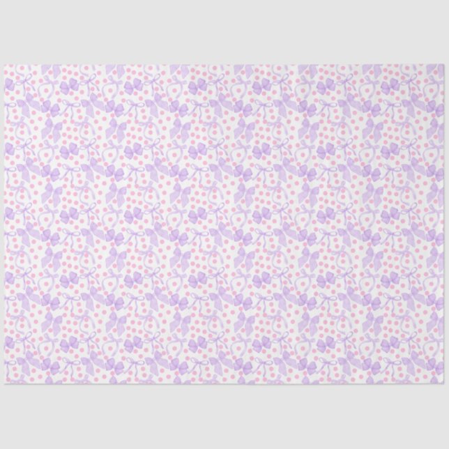 Purple Bows with Pink Dots Tissue Paper (Front)