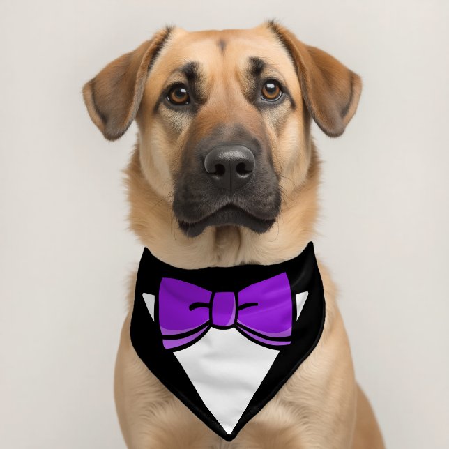Purple Bowtie Tux Pet Bandana Collar (Dog 2)