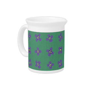 Purple Brassica Flower Pattern on Green Pitcher