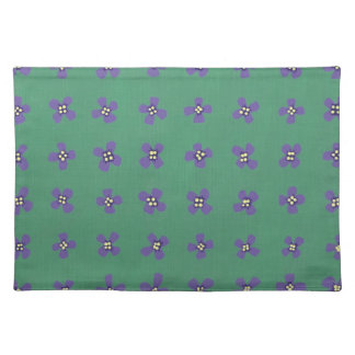 Purple Brassica Flower Pattern on Green Placemats